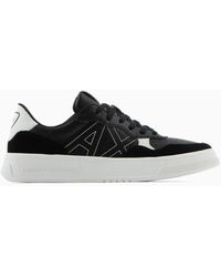 Armani Exchange - Suede Stitched Logo Sneakers - Lyst