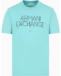 Armani Exchange - T-shirt Regular Fit In Cotone Logo A Contrasto - Lyst