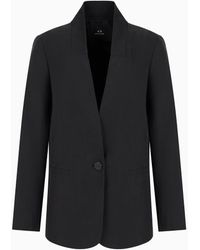 Armani Exchange - Single-breasted Jacket In Washed And Sandblasted Fabric - Lyst
