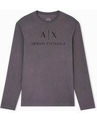 ARMANI EXCHANGE - Long Sleeve T-Shirt With Logo Prints - Lyst