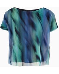 Armani Exchange - Short-sleeved Blouse In Pleated Fabric - Lyst