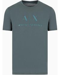 Armani Exchange - Regular Fit Cotton T-shirt With Contrasting Logo - Lyst