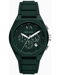 Armani Exchange - Chronograph Green Silicone Watch - Lyst