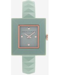 Armani Exchange Two-hand Pink Silicone Watch - Green
