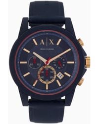 ARMANI EXCHANGE - Uhr Mit Chronographenwerk Und Blauem Armband - Lyst