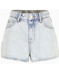 Armani Exchange - Baggy Fit Shorts In Washed Denim - Lyst