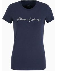 Armani Exchange - Slim Fit T-shirt With Glitter Logo - Lyst