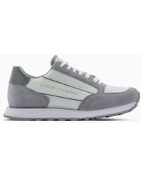 Armani Exchange - Suede Sneaker With Mesh Inserts - Lyst