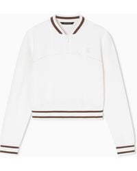 ARMANI EXCHANGE - Cropped Sweatshirt With Zip And Contrasting Profiles - Lyst