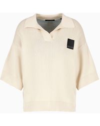 Armani Exchange - Knitted Polo Shirt With V-neck And Logo - Lyst