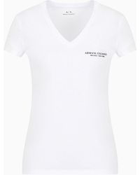 Armani Exchange - T-shirt slim fit scollo a V in jersey di cotone - Lyst