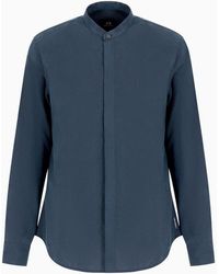 Armani Exchange - Regular Fit Shirt In Stretch Poplin - Lyst