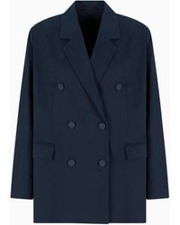 ARMANI EXCHANGE - Double-Breasted Denim And Twill Jacket - Lyst