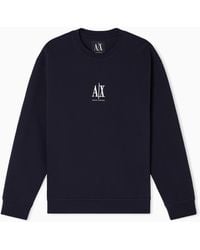 ARMANI EXCHANGE - Sudadera De Algodón Elástico Con Cuello Redondo Icon - Lyst