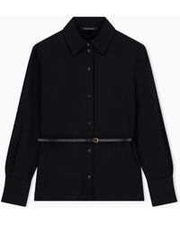 ARMANI EXCHANGE - Shirt Slim Fit Recycled Crepe With Belt - Lyst