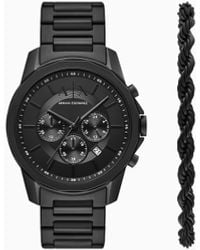 ARMANI EXCHANGE - Chronograph Stainless Steel Watch And Bracelet Set - Lyst