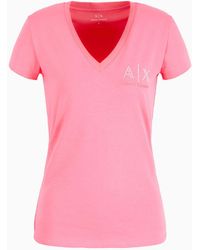 Armani Exchange - Slim-fit T-shirt With V-neck In Stretch Jersey - Lyst