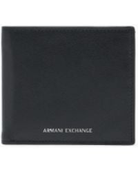 ARMANI EXCHANGE - Leather Bifold Wallet With Card Slots And Embossed Logo - Lyst