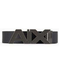 ARMANI EXCHANGE - Plate Belt Aus Glattem Leder Mit Gebürsteter Metallschnalle - Lyst