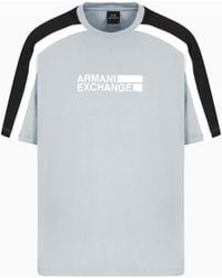 ARMANI EXCHANGE - Short-Sleeved Sweatshirt With Contrasting Stripes - Lyst