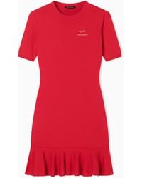 ARMANI EXCHANGE - Mini Dress With Ruffle And Horse Embroidery - Lyst
