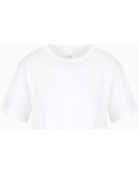 ARMANI EXCHANGE - Cropped T-Shirt With Logo On The Sleeves - Lyst