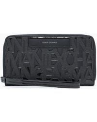 ARMANI EXCHANGE - Zip-Around Wallet With An Embossed Logo And A Wrist Strap - Lyst