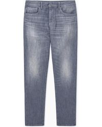ARMANI EXCHANGE - Faded Fleece Denim Jeans With A Comfort Slim Fit - Lyst