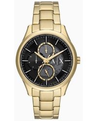 Armani Exchange - Multifunction Gold-tone Stainless Steel Watch - Lyst