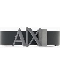ARMANI EXCHANGE - Leather Belt With Reversible Plate Buckle - Lyst