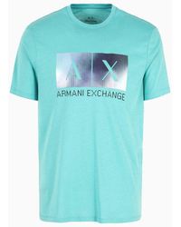 Armani Exchange - T-shirt Regular Fit In Cotone Con Maxi Stampa Logo - Lyst
