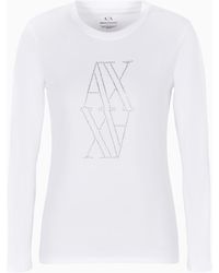 ARMANI EXCHANGE - Asv Studded Monogram Long Sleeve Regular Fit T-Shirt - Lyst