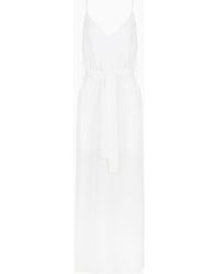 Armani Exchange - Long Dress With Belt In Satin Jacquard - Lyst