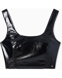 ARMANI EXCHANGE - One-Shoulder Gloss Vinyl Top - Lyst