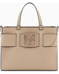 ARMANI EXCHANGE - Large Tote Bag With Double Handles And Shoulder Strap - Lyst