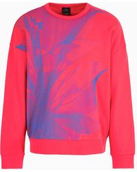 Armani Exchange - Crew-neck Sweatshirt In Asv Organic Cotton With Foliage Print - Lyst