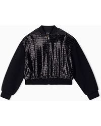 ARMANI EXCHANGE - Full-Zip Bomber Jacket With A Sequin Front Panel - Lyst