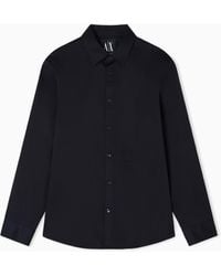 ARMANI EXCHANGE - Long Sleeve Stretch Cotton Satin Shirt Icon - Lyst