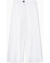 ARMANI EXCHANGE - Wide-Leg Linen Twill Trousers - Lyst