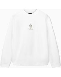 ARMANI EXCHANGE - Sudadera De Algodón Elástico Con Cuello Redondo Icon - Lyst
