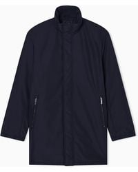 ARMANI EXCHANGE - Overcoat With A High Collar And Concealed Zipper Essential - Lyst