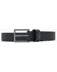 ARMANI EXCHANGE - Cinturón De Piel Con Hebilla De Metal Rectangular - Lyst