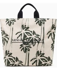 ARMANI EXCHANGE - Shopper-Tasche Aus Baumwolle Mit Palmenmuster - Lyst