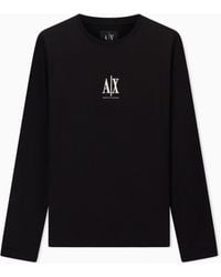 ARMANI EXCHANGE - Slim-Fit Long-Sleeve Cotton T-Shirt With Logo Icon - Lyst