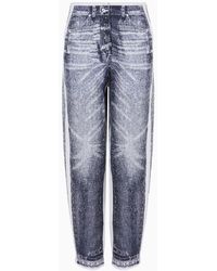 Armani Exchange - Linen And Cotton Trousers With Denim Print - Lyst