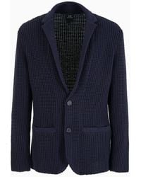 Armani Exchange - Single-breasted Jacket In Cotton Blend Knit - Lyst