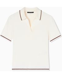 ARMANI EXCHANGE - V-Neck Polo Shirt With Contrasting Trim - Lyst