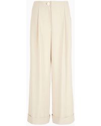 Armani Exchange - Wide Trousers With Cuffed Hem In Asv Recycled Fabric - Lyst
