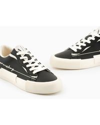 Armani Exchange - Faux Leather Sneakers With Microsuede Details - Lyst