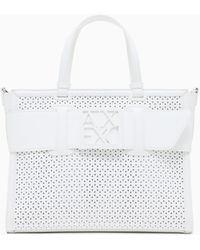 ARMANI EXCHANGE - Shopper Media Traforata Con Fascia Logo - Lyst